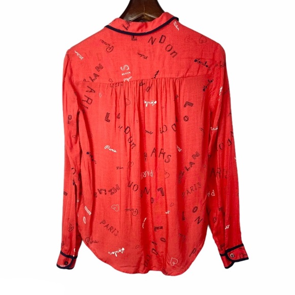 Anthropologie•Maeve•art house travel print button down top size 0 - Picture 4 of 8